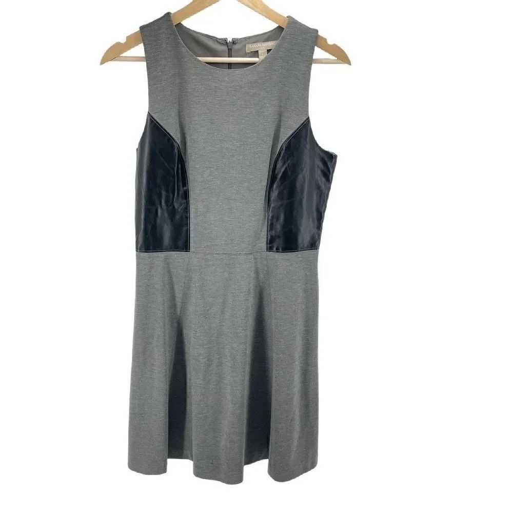 Banana Republic Womens Stretch Dress Skater Knee Length Sleeveless Gray Black